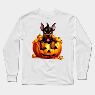 Doberman Pinscher Dog inside Pumpkin #2 Long Sleeve T-Shirt